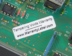 Warranty labels and stickers are tamper evident and void if removed.