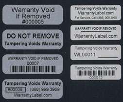 Tamper Evident Labels are void if removed